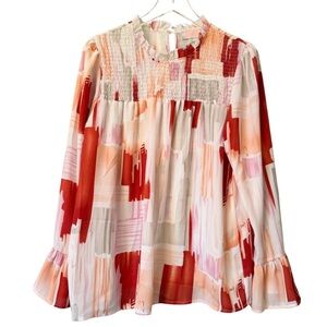 NWOT Women's C+D+M Abstract Flowy Blouse Red & White, Size Large